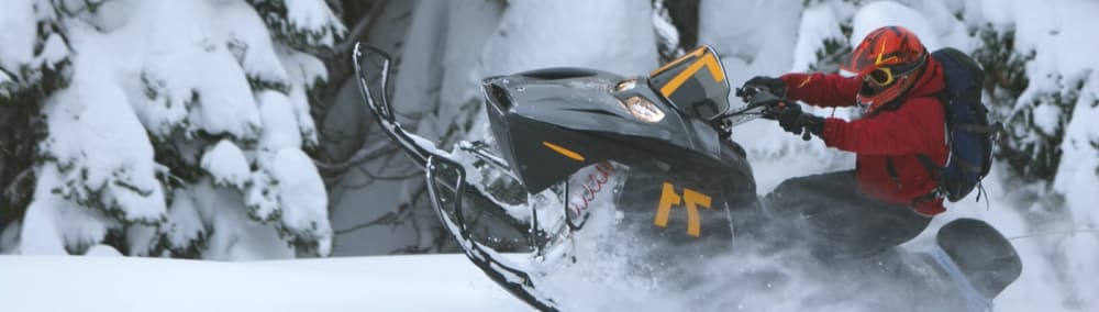 Snowmobiling in deep snow